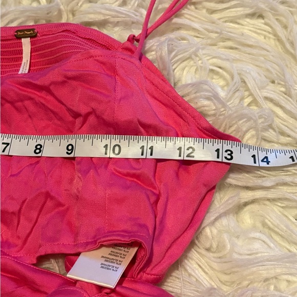 Free People Hot Pink One Shoulder Tie Waist Crop Top S - Picture 9 of 10